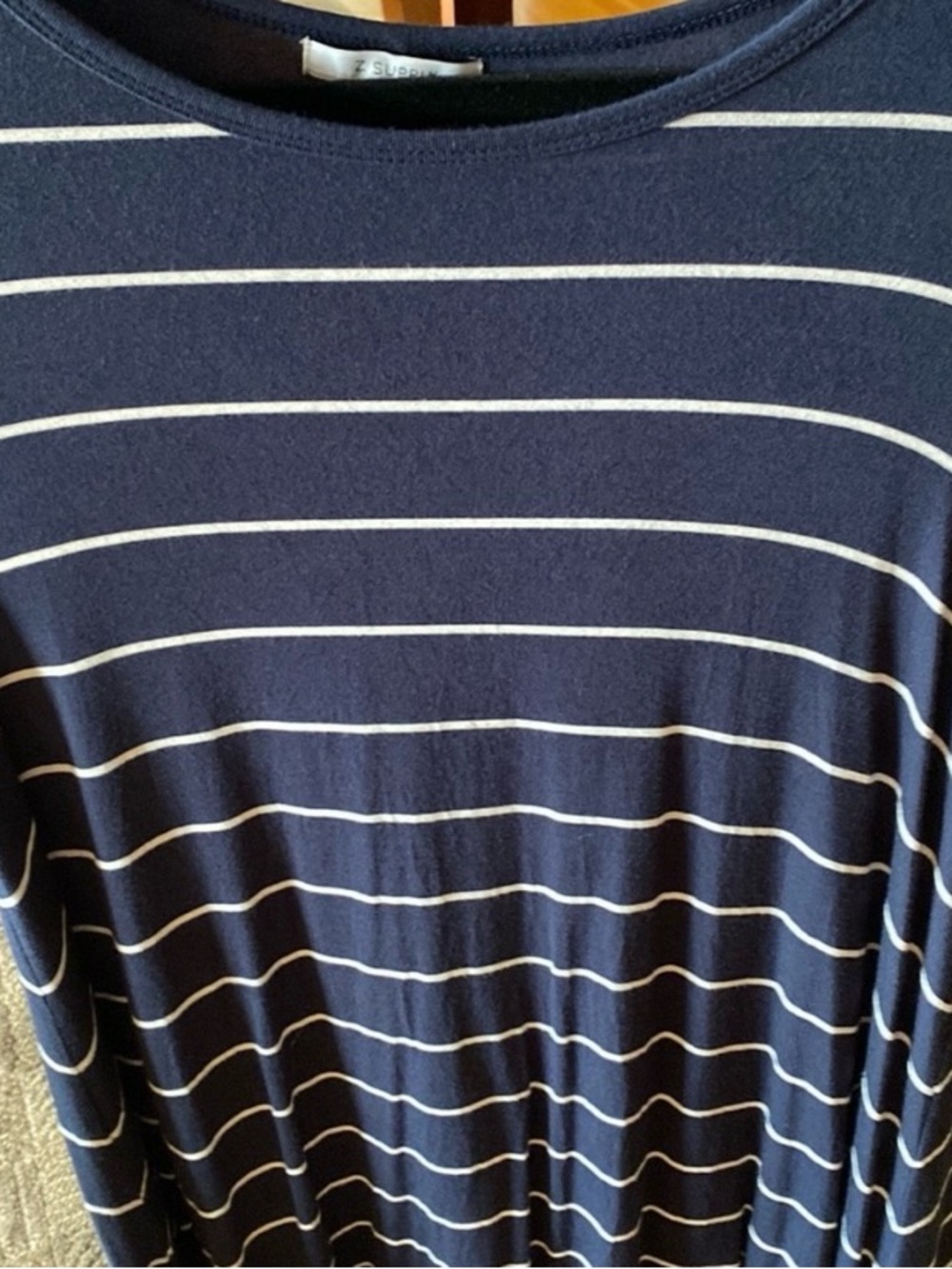 Navy & White Striped Women's Dress - Casual Scoop Neck